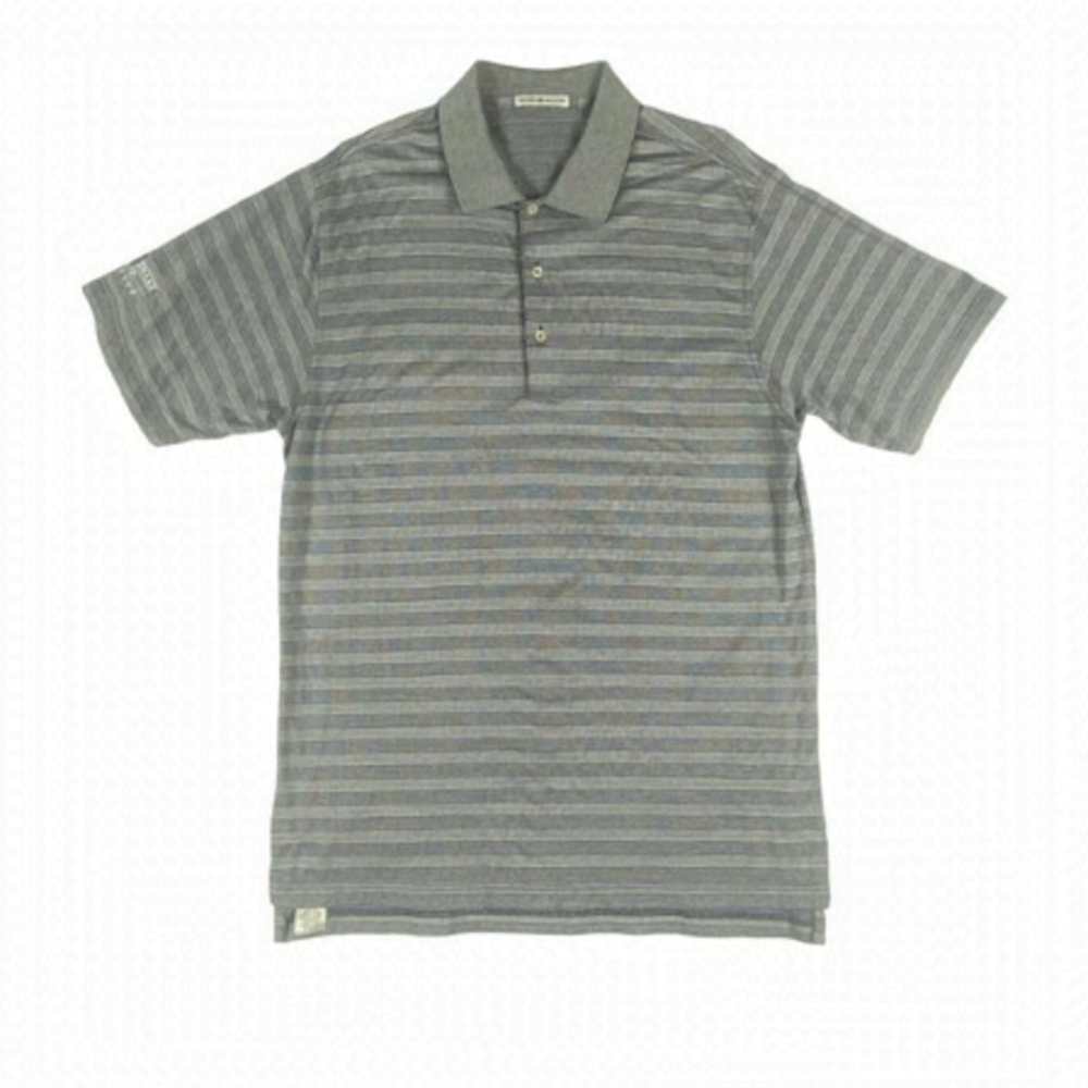 Peter Millar Polo Shirt Mens M Gray Striped Golf Performance Polo